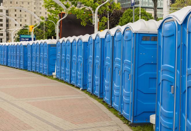 Seasonal porta potty units set up at a Elizabeth City, North Carolina venue